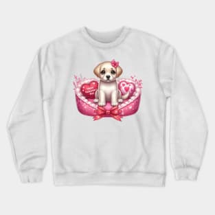 Valentine Labrador Retriever Dog in Bed Crewneck Sweatshirt